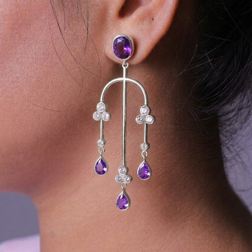 Silver Earring Astra Chandelier Stud Design
