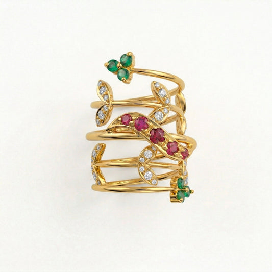 Silver Aurora Vine Ring