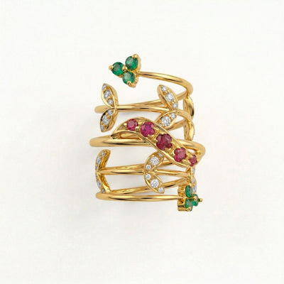 Silver Aurora Vine Ring