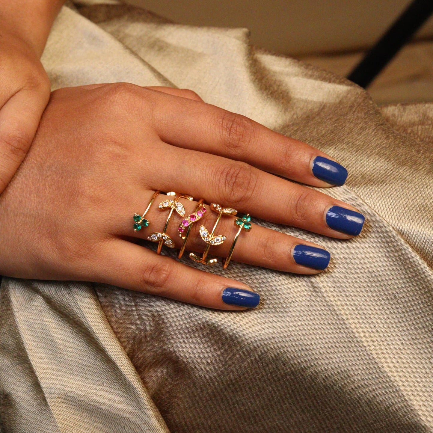 Silver Aurora Vine Ring
