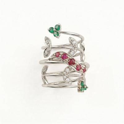 Silver Aurora Vine Ring