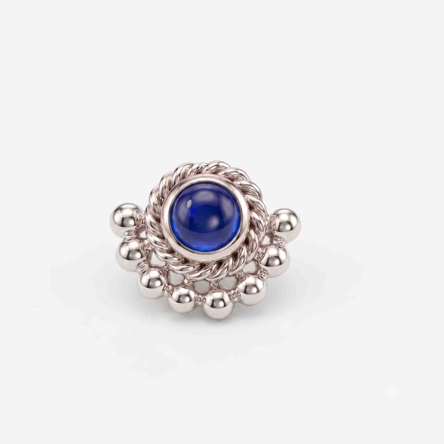 Silver Beaded Moon Nosepin
