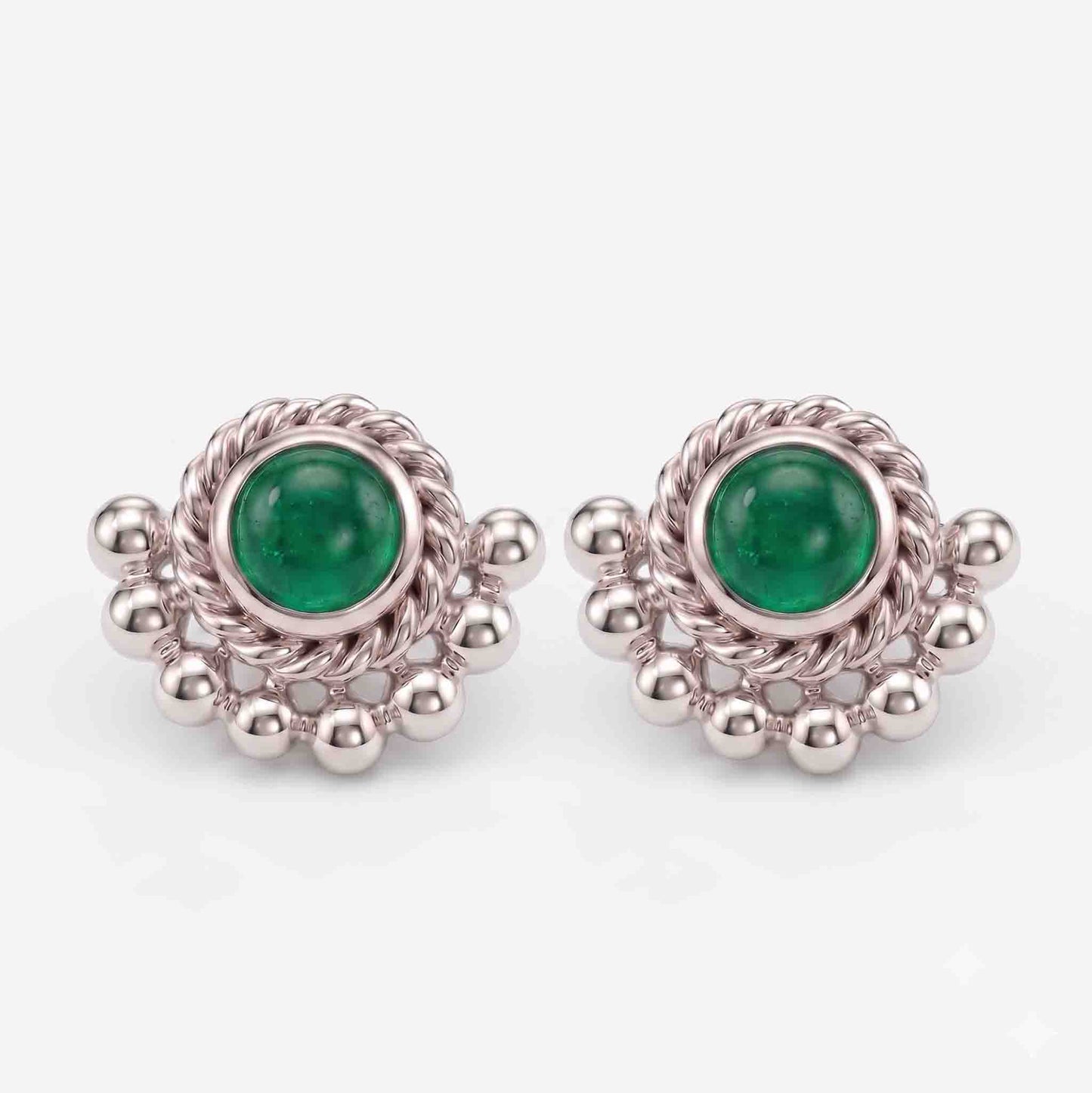 Silver Beaded Moon Earring