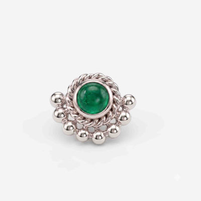 Silver Beaded Moon Nosepin