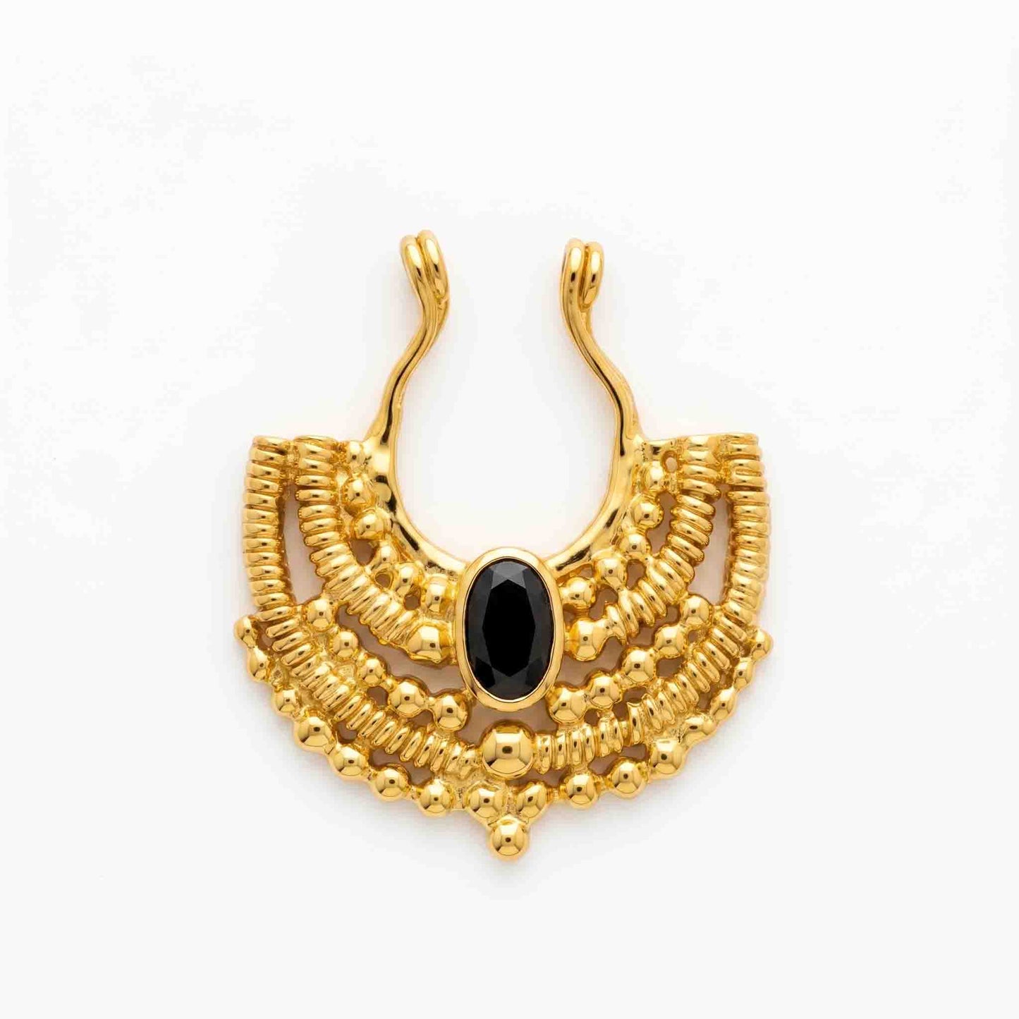 Beaded Moon Nazar Black Stone Septum