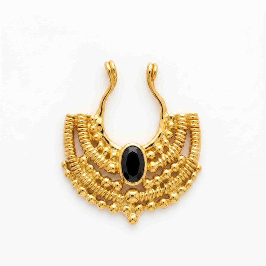 Beaded Moon Nazar Black Stone Septum