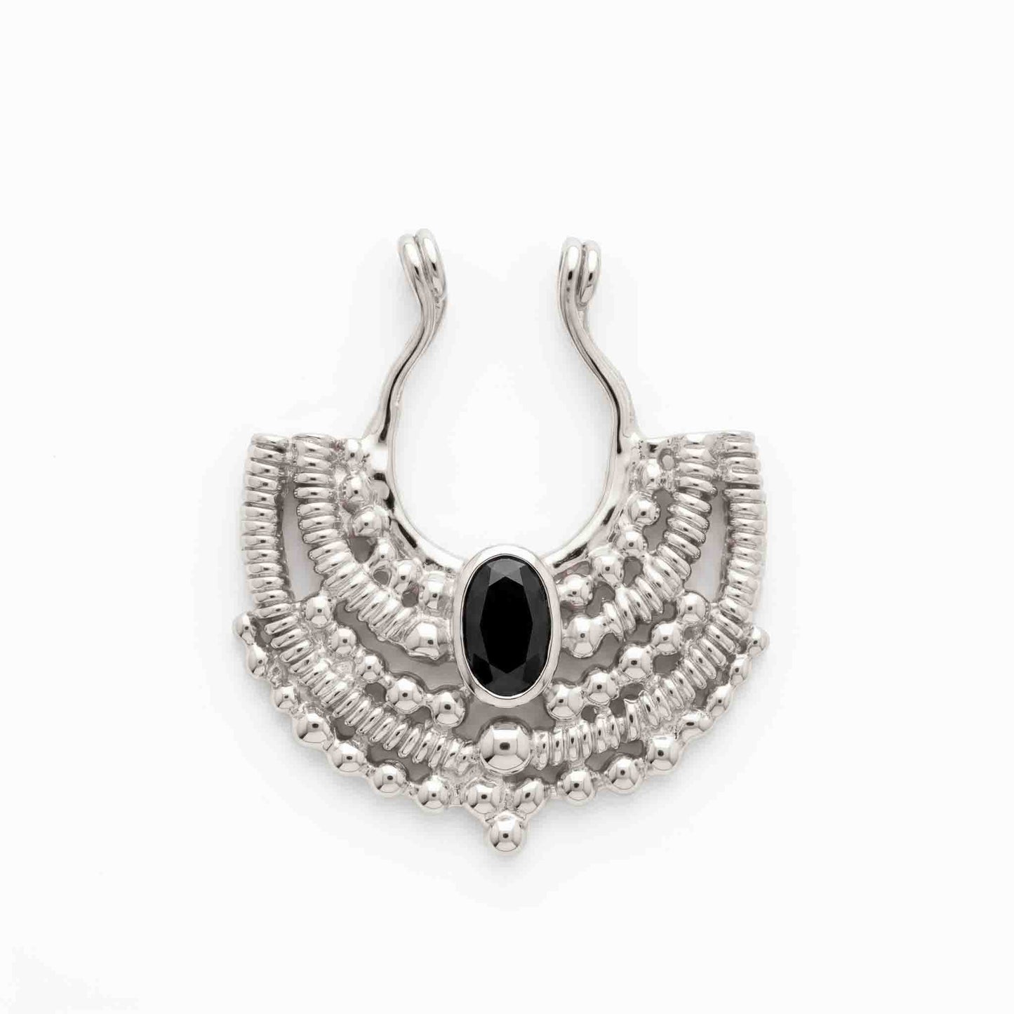 Beaded Moon Nazar Black Stone Septum