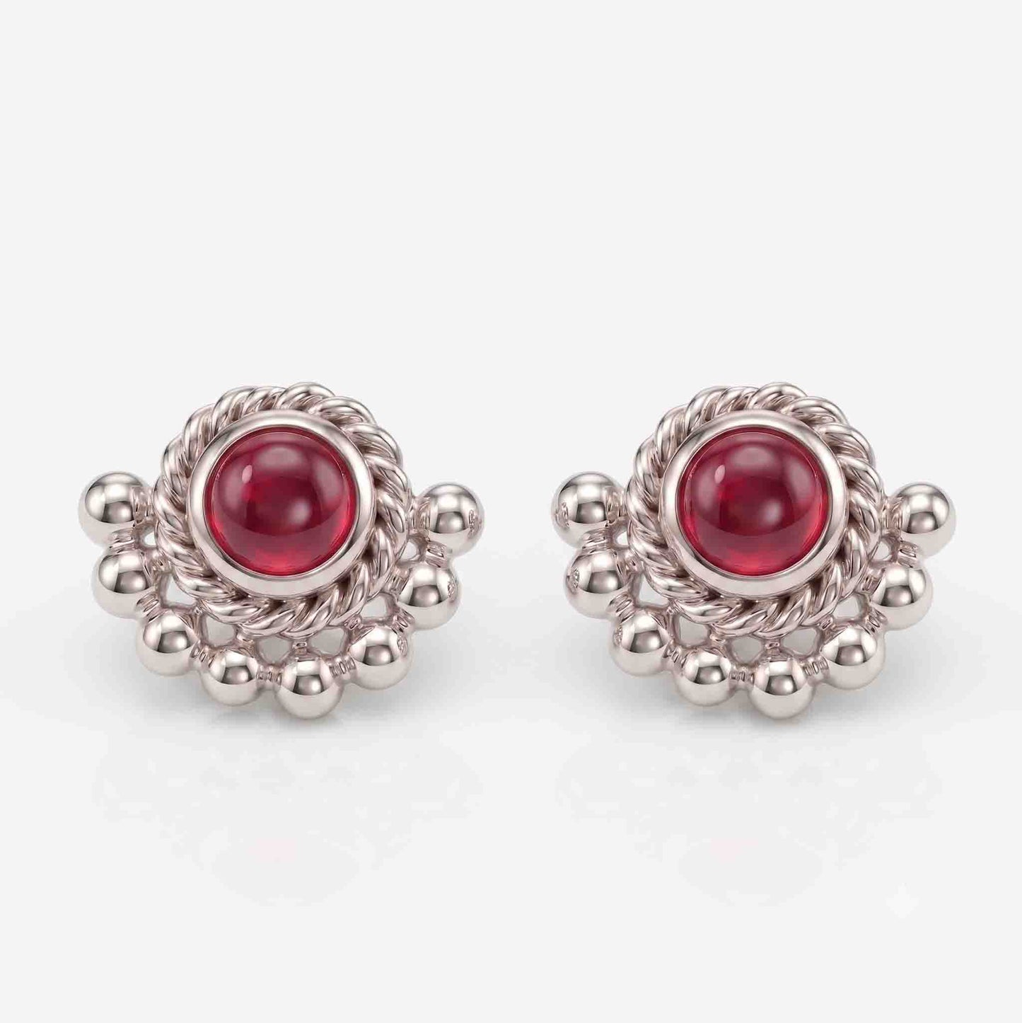 Silver Beaded Moon Earring