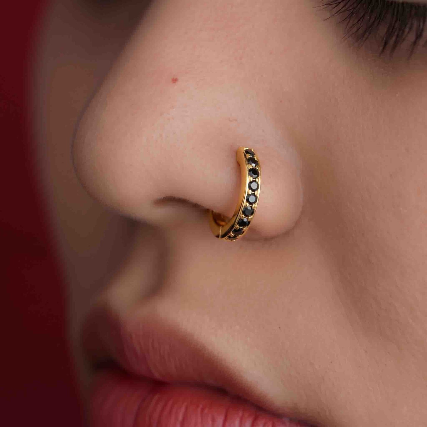 Silver Single Line Stone Set Nosering
