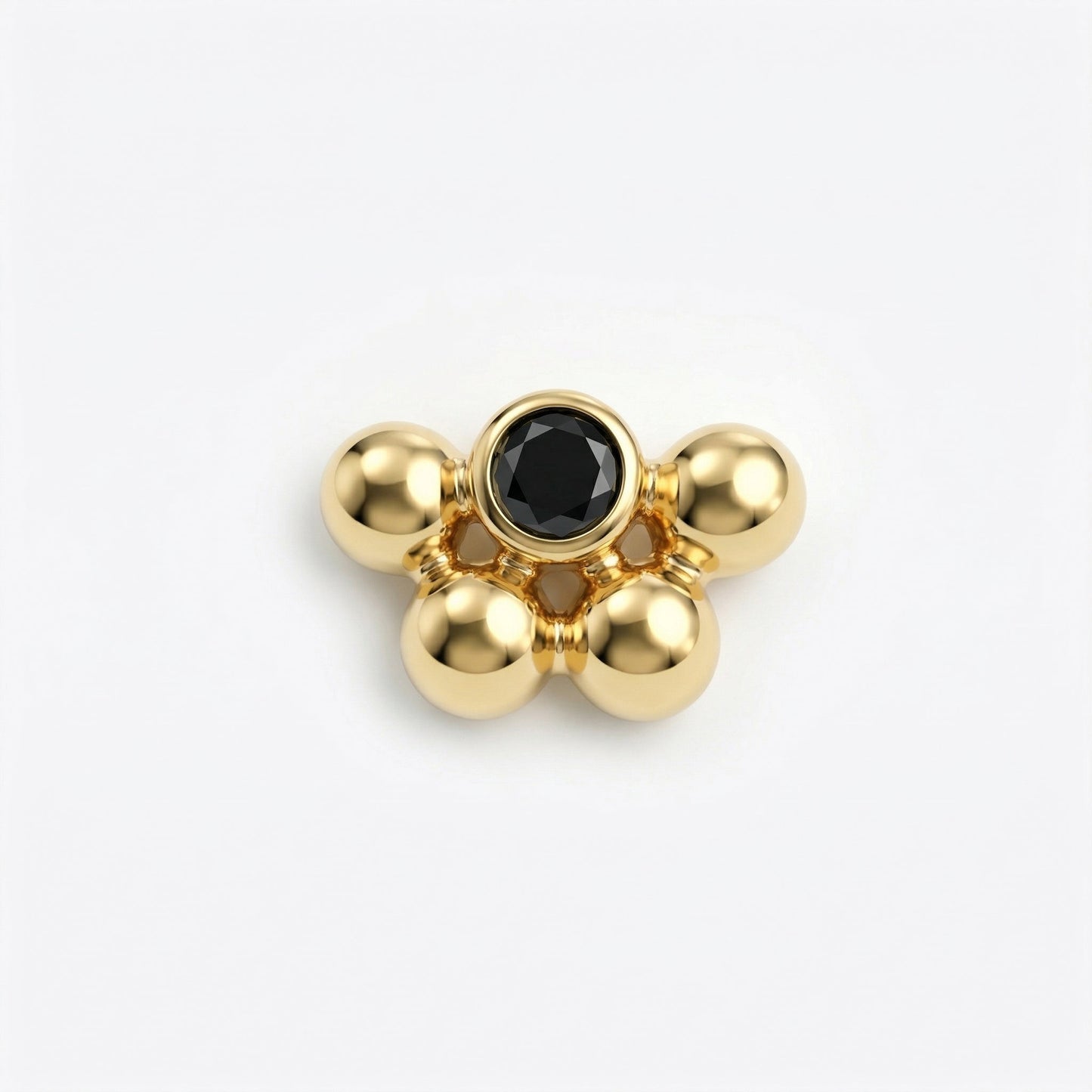 Silver Black Stone 4 Bead Nosepin