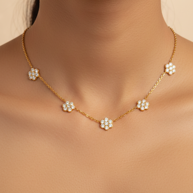 Silver Chain Blossom Diamond Design