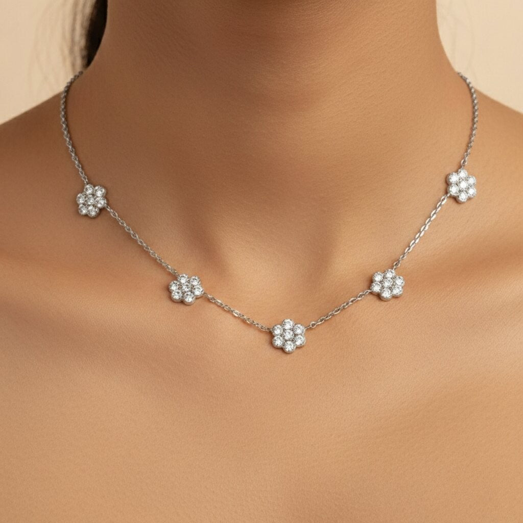 Silver Chain Blossom Diamond Design