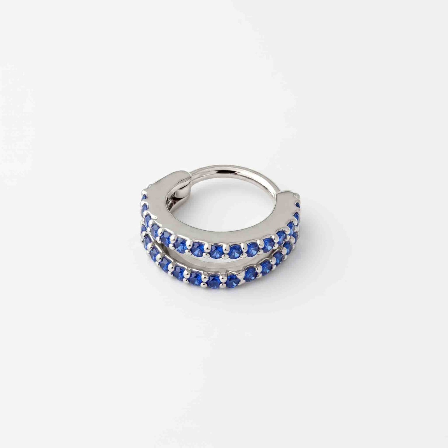 Silver Double Line Stone Set Nosering