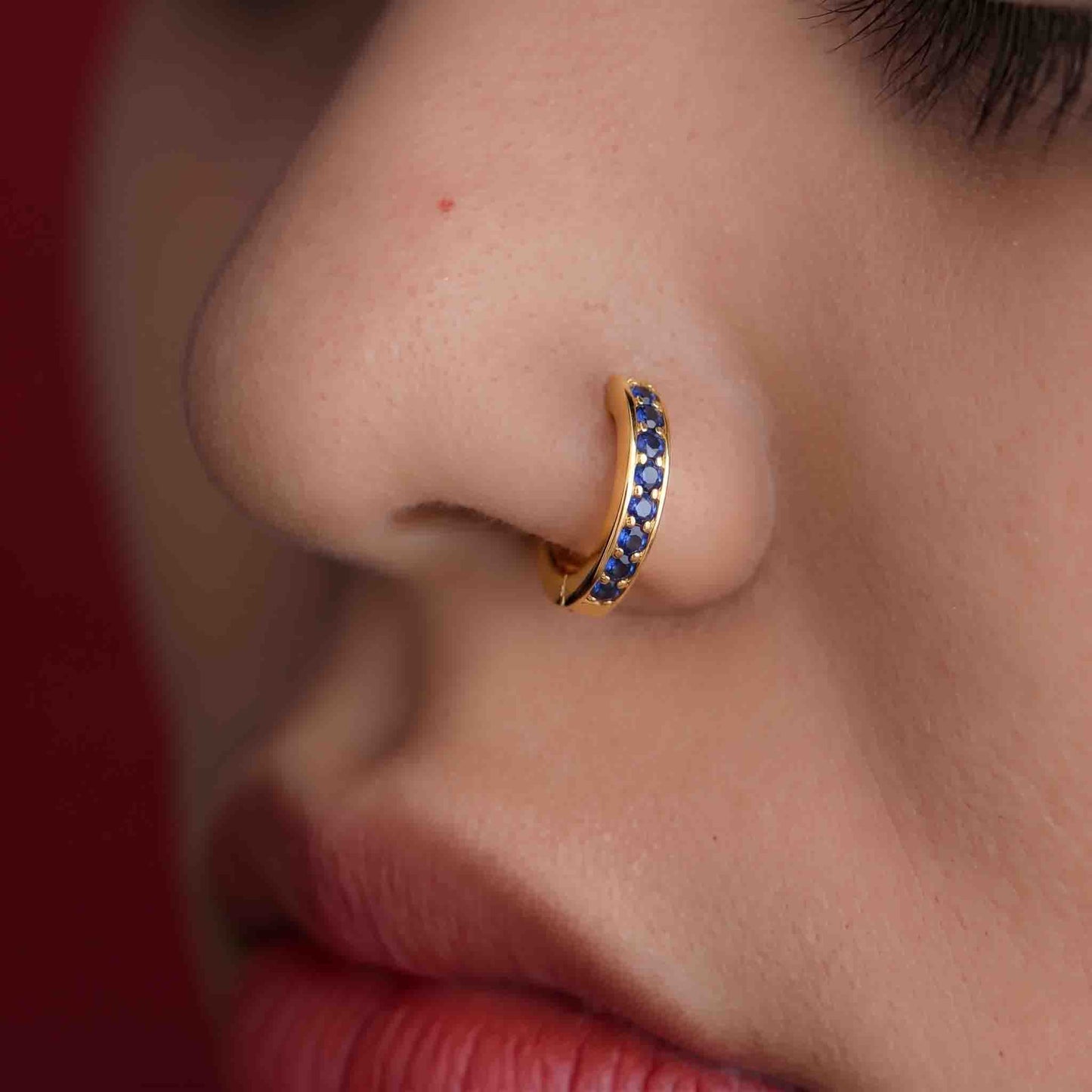 Silver Single Line Stone Set Nosering
