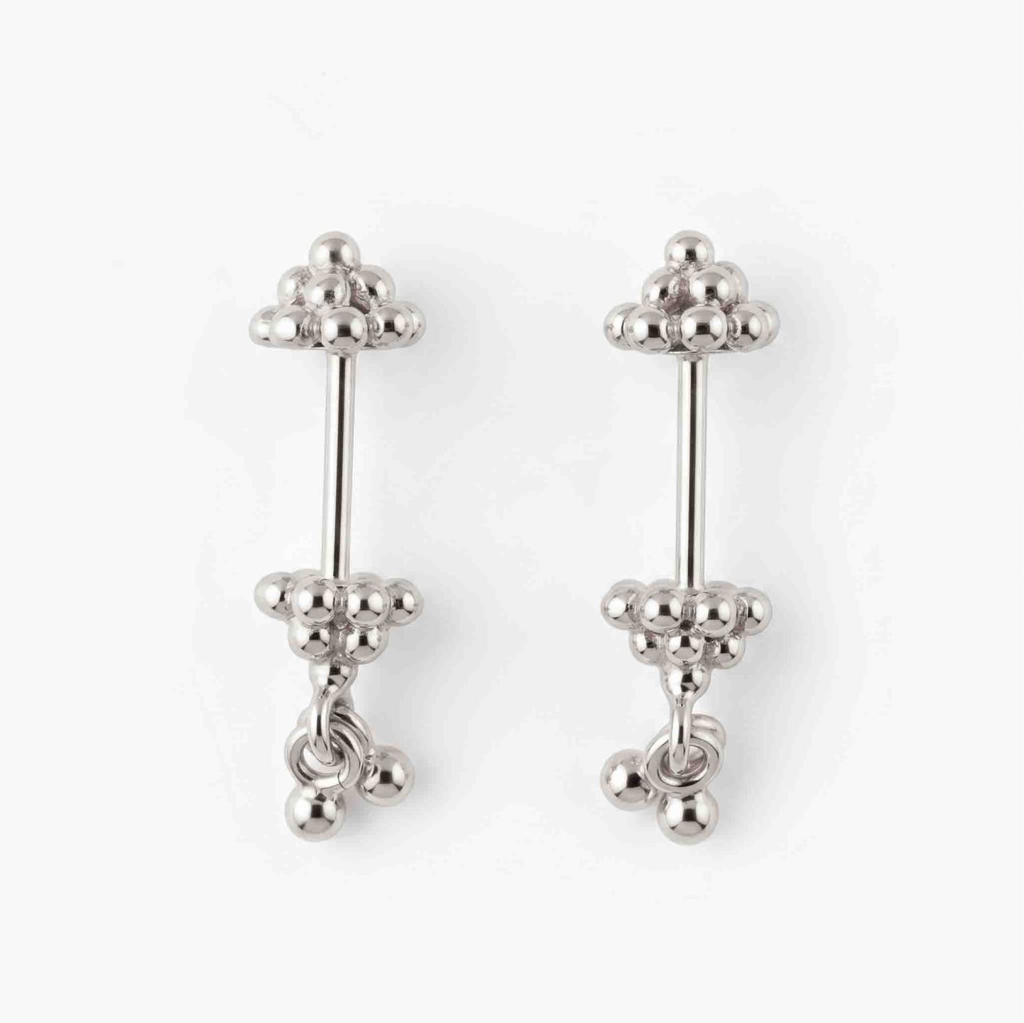 Both Side Gopuram With Ball Drops 925 Silver Bugadi