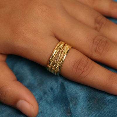 Silver Braided Band Layered Ring
