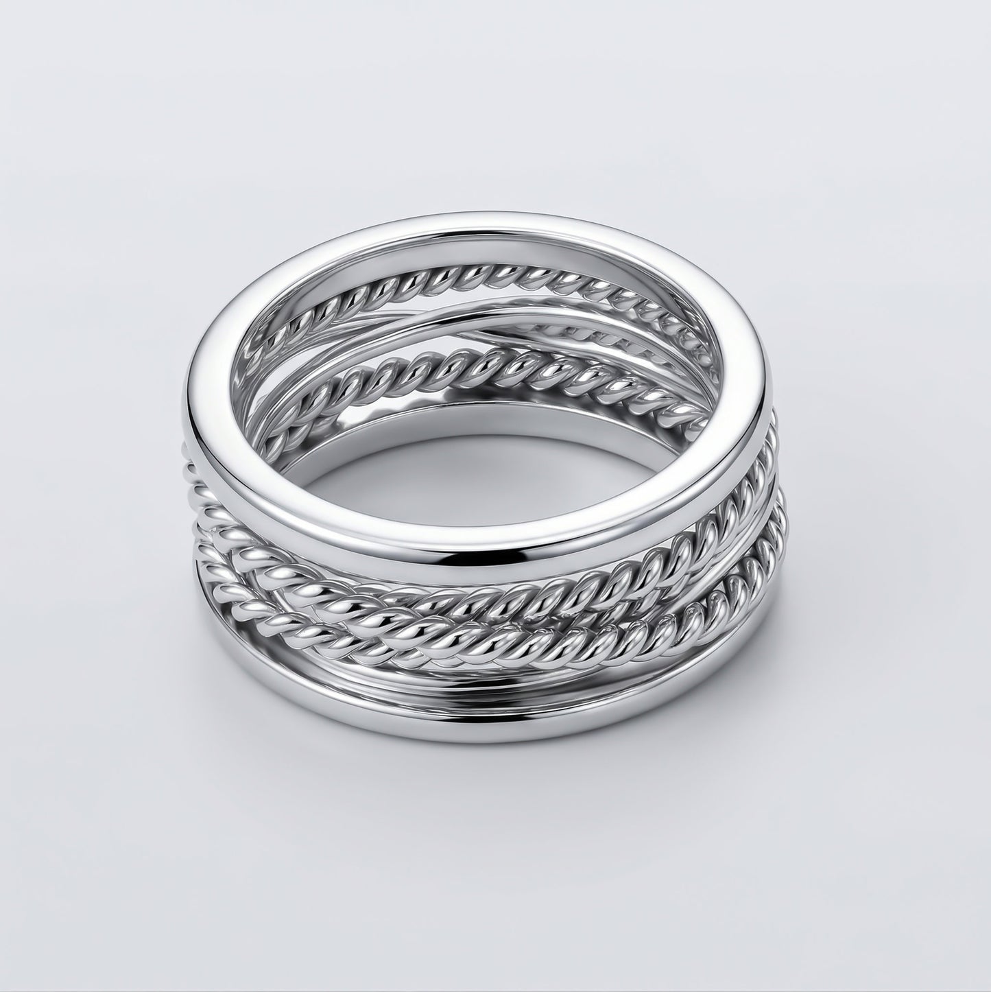 Silver Braided Band Layered Ring