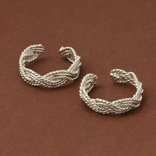 Silver Toe Ring Root Twisted Design