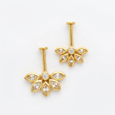 Silver Bugadi 5 Marquis Flower Flat Top Diamond Design