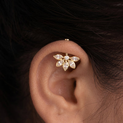 Silver Bugadi 5 Marquis Flower Flat Top Diamond Design