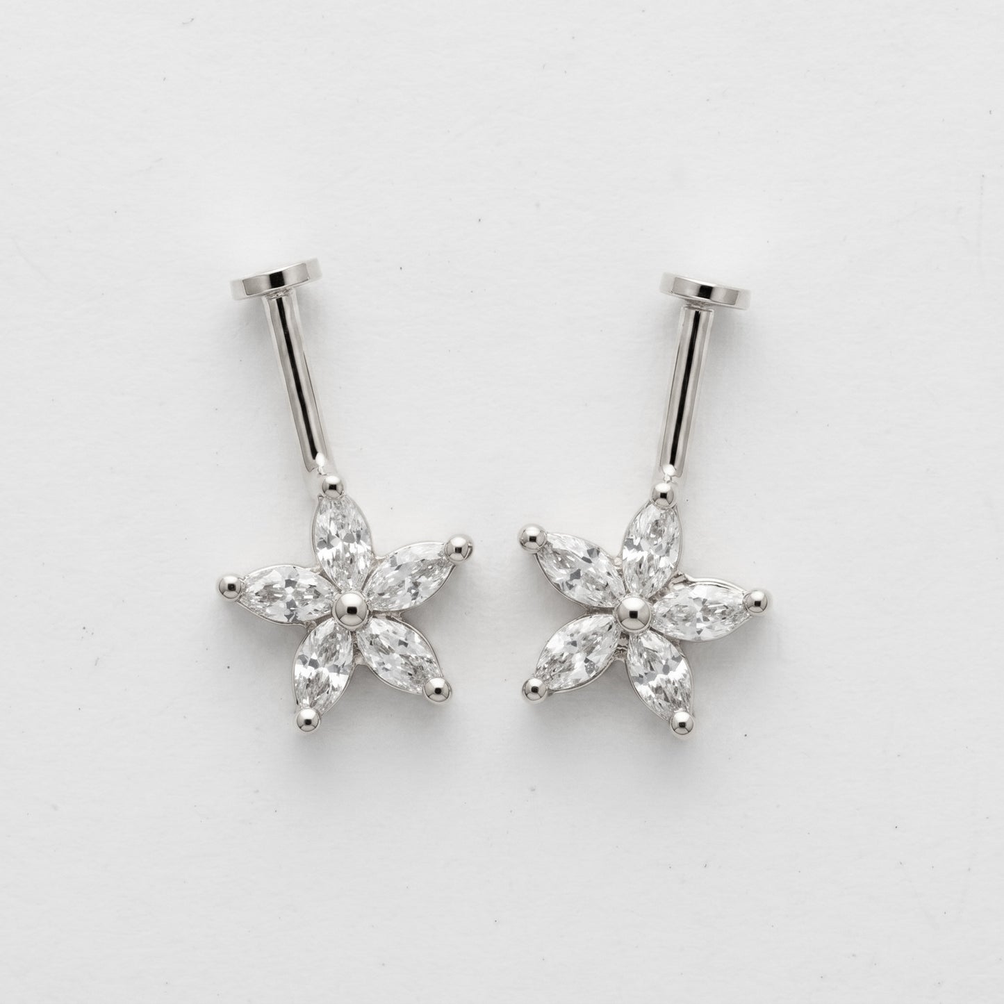 Silver Bugadi 5 Marquise Flower Flat Top Diamond Design