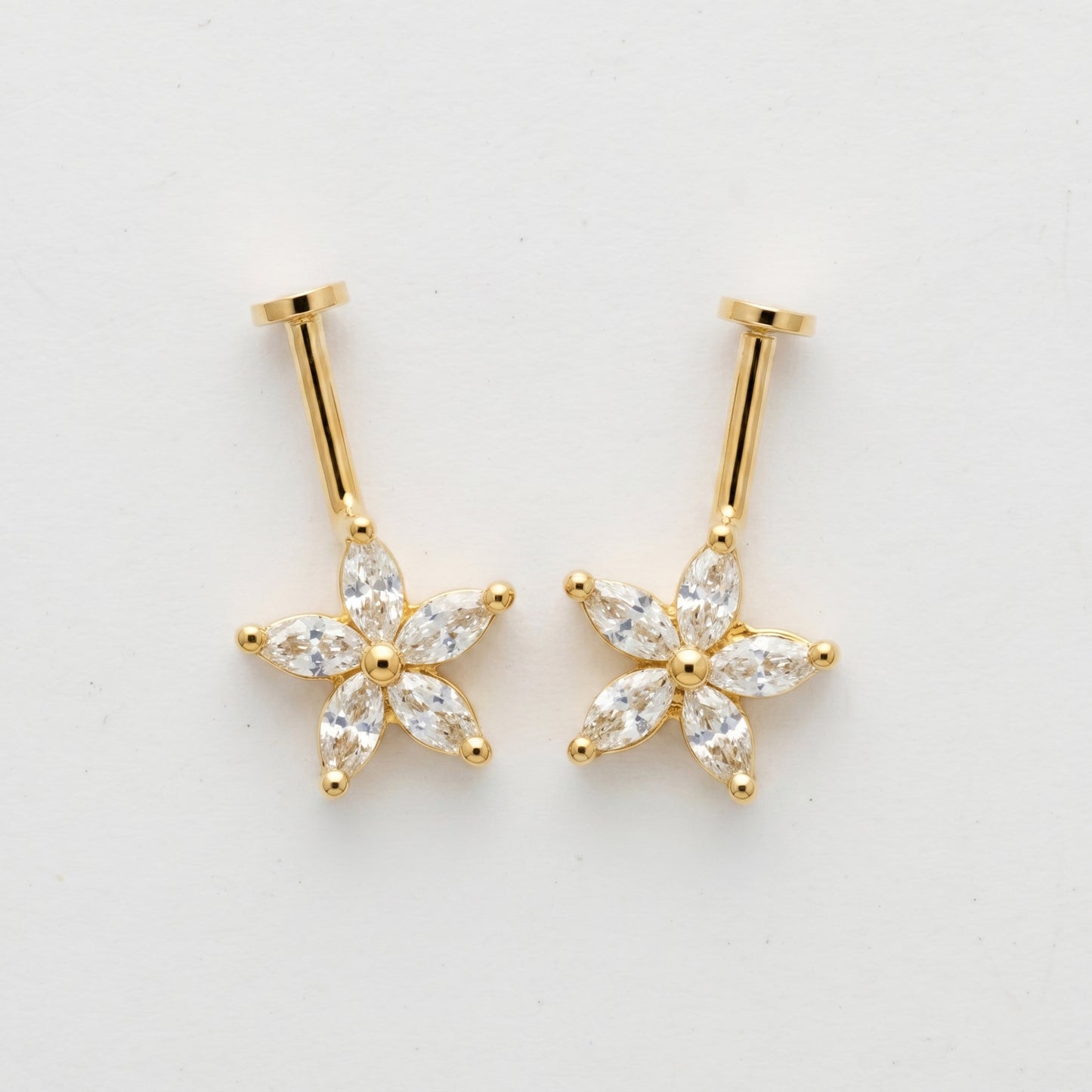 Silver Bugadi 5 Marquise Flower Flat Top Diamond Design