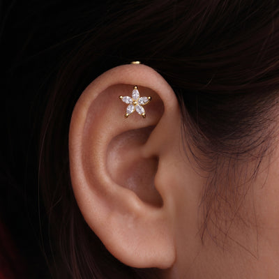 Silver Bugadi 5 Marquise Flower Flat Top Diamond Design