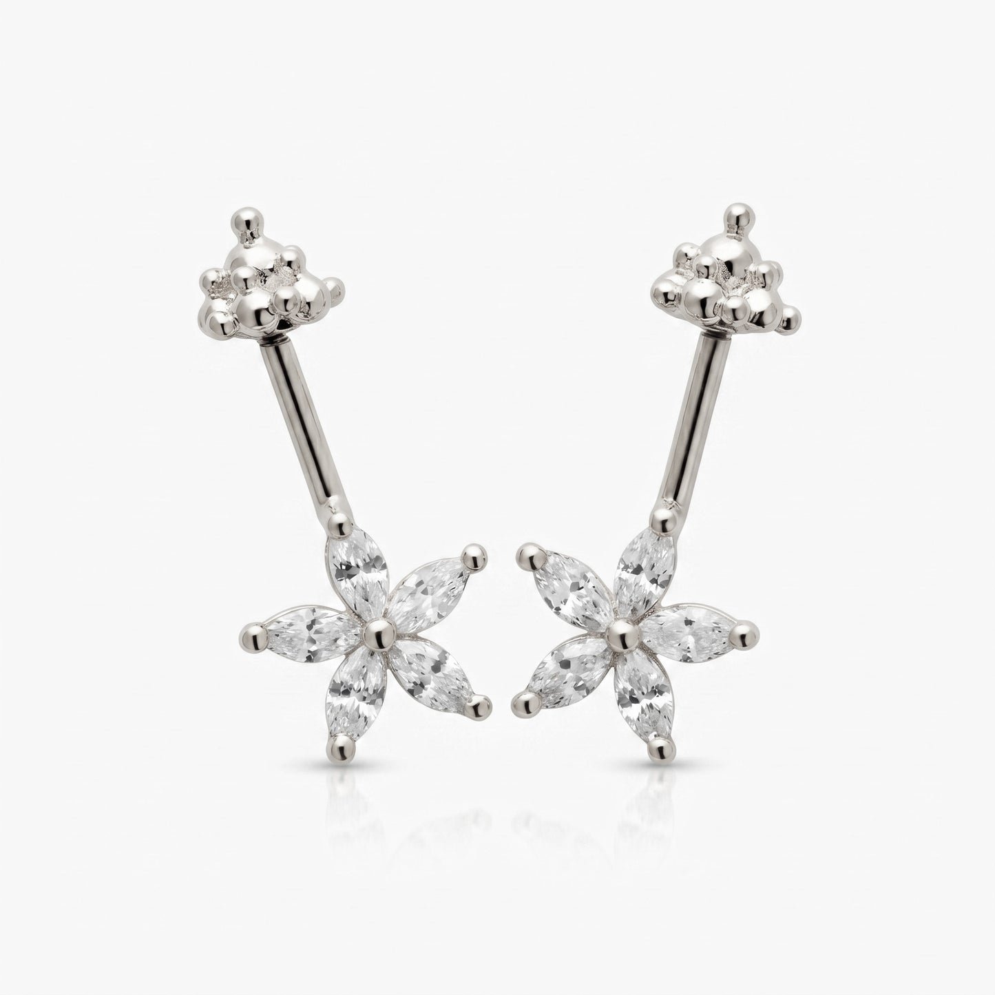 Silver Bugadi 5 Marquise Flower Gopuram Top Diamond Design