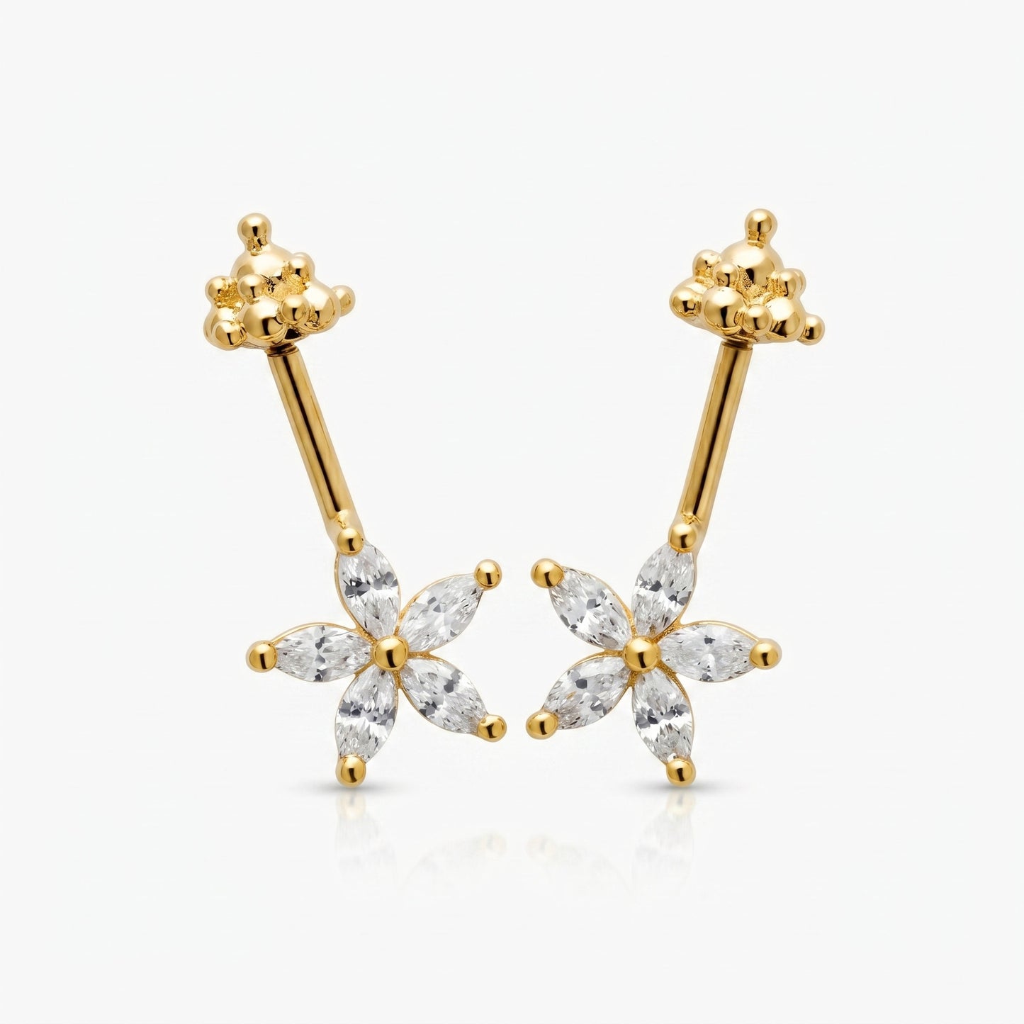 Silver Bugadi 5 Marquise Flower Gopuram Top Diamond Design