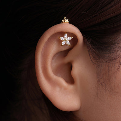 Silver Bugadi 5 Marquise Flower Gopuram Top Diamond Design