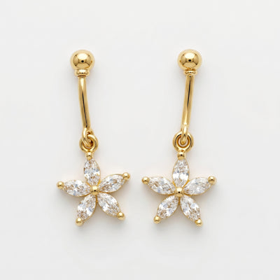 Silver Bugadi 5 Marquise Flower Hanging Ball Top Diamond Design