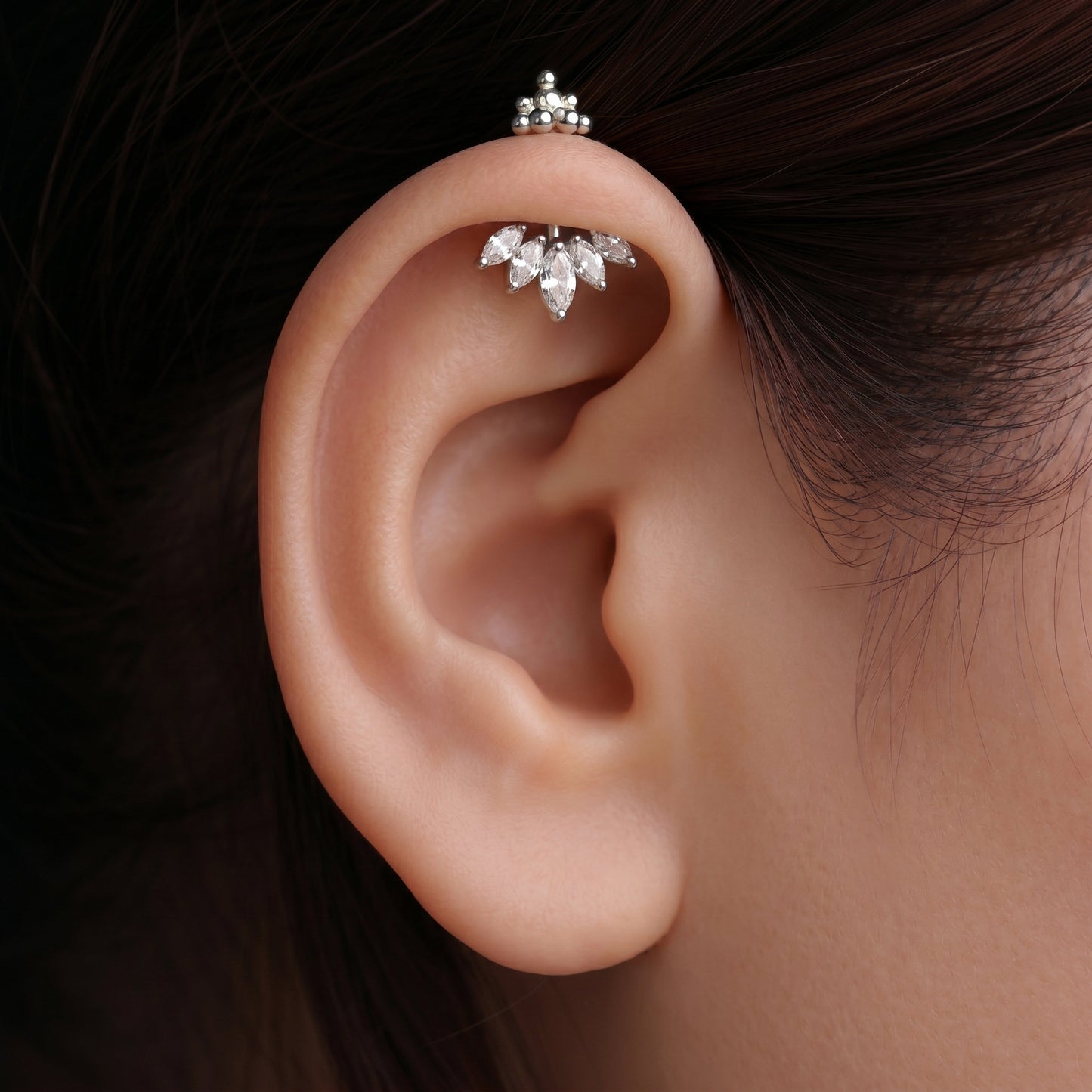 Silver Bugadi 5 Marquise Msb2 Gopuram Top Diamond Design