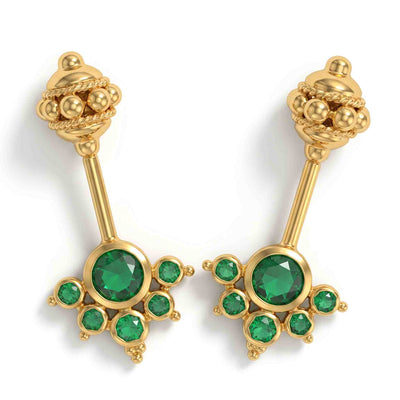 Silver Bugadi 6 Stone Mookuthi Gada Top Emerald Green Design
