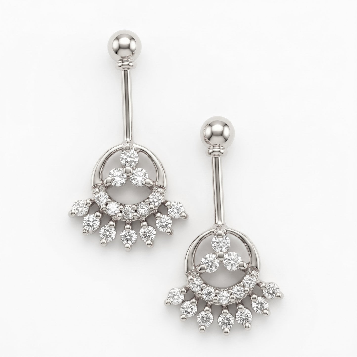 Silver Bugadi Astrea Drop Ball Top Diamond Design