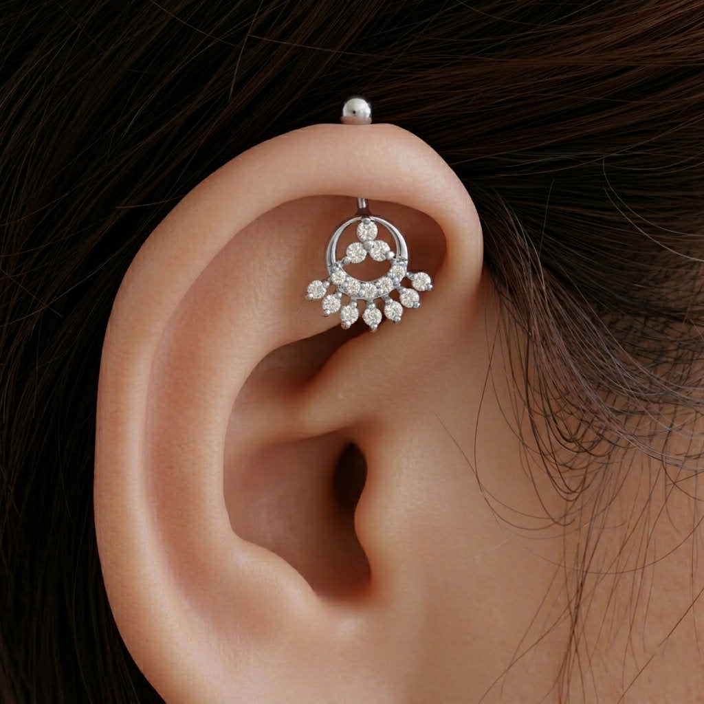 Silver Bugadi Astrea Drop Ball Top Diamond Design