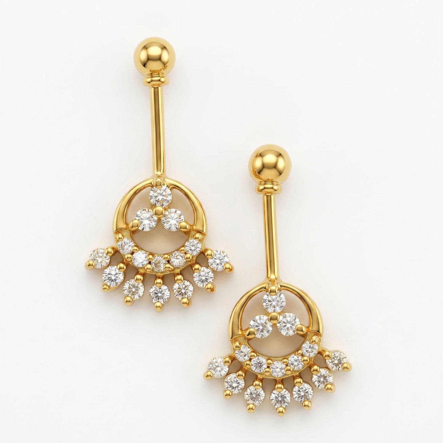 Silver Bugadi Astrea Drop Ball Top Diamond Design