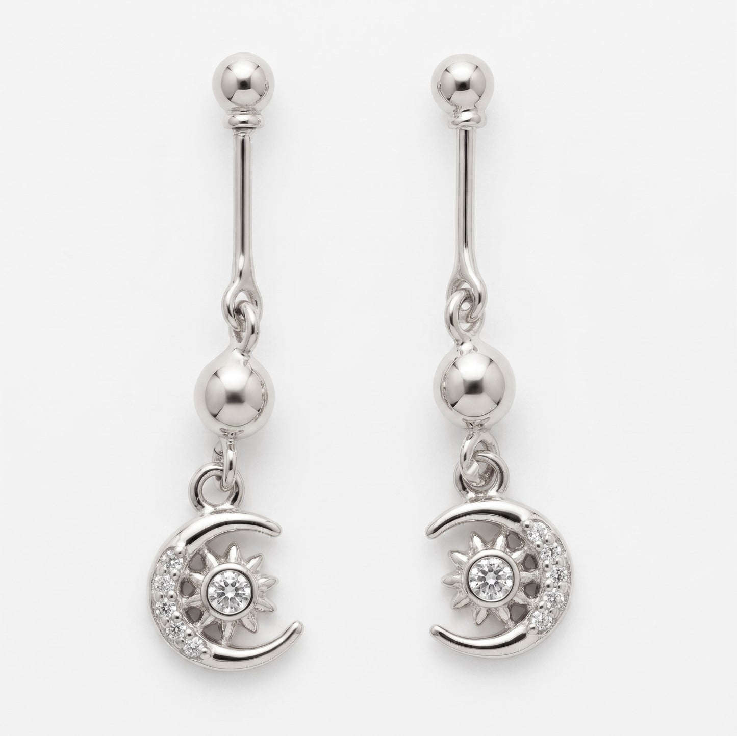 Silver Bugadi Earth Moon Sun Hanging Diamond Design