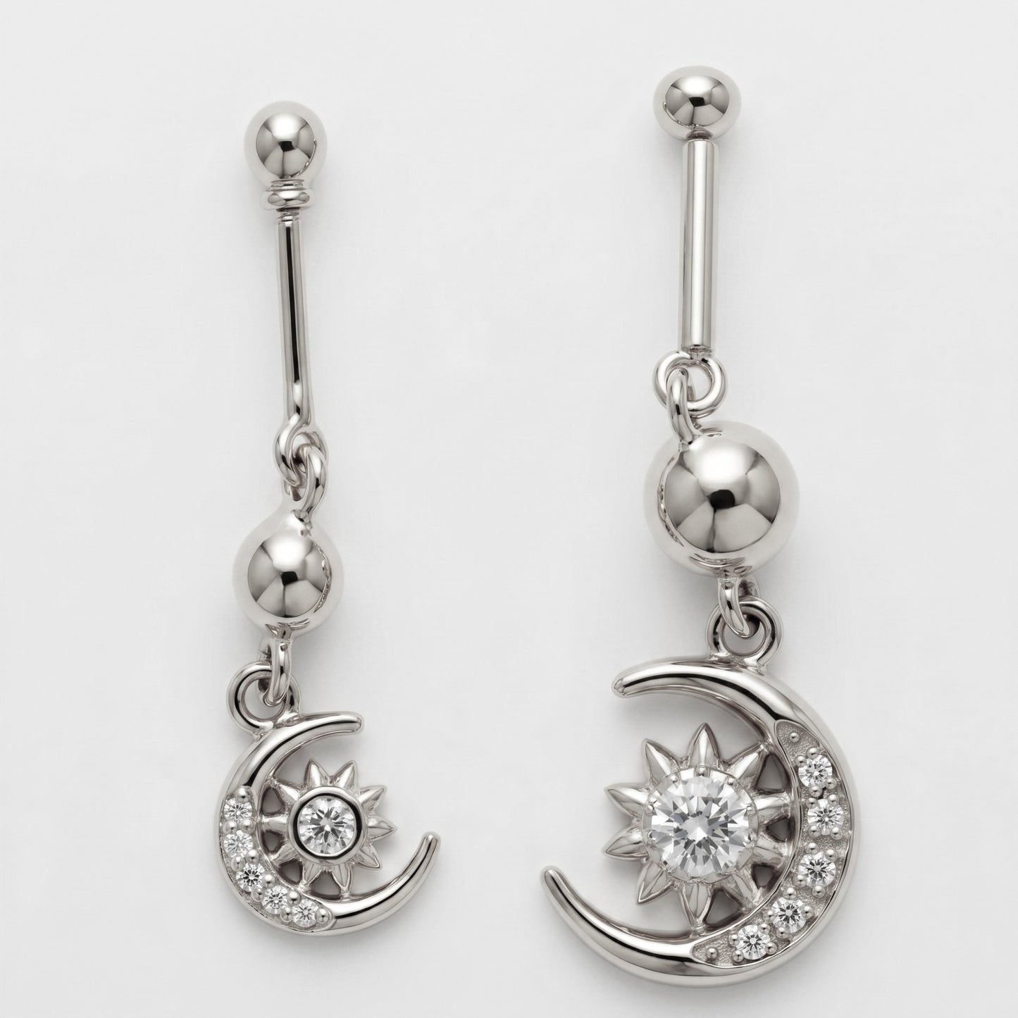 Silver Bugadi Earth Moon Sun Hanging Diamond Design