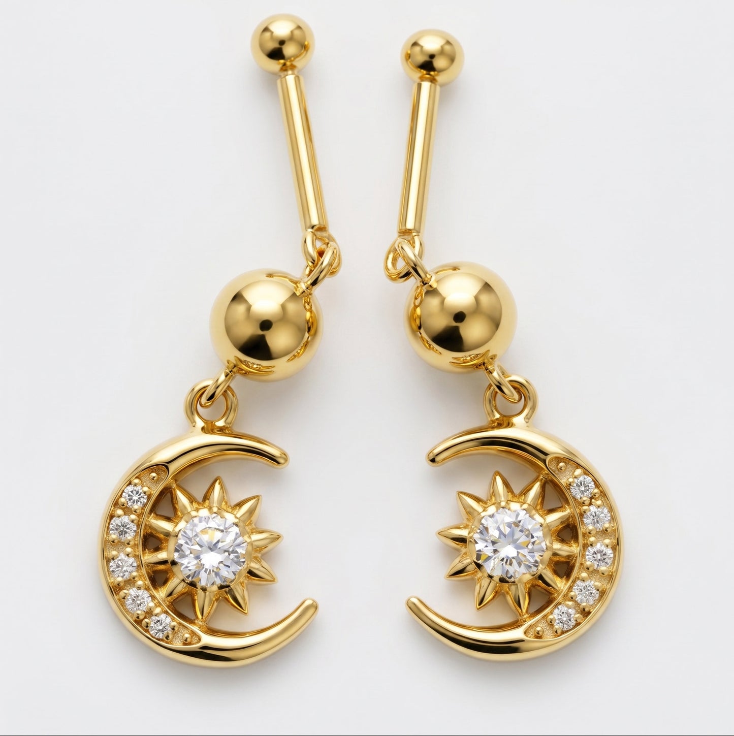 Silver Bugadi Earth Moon Sun Hanging Diamond Design