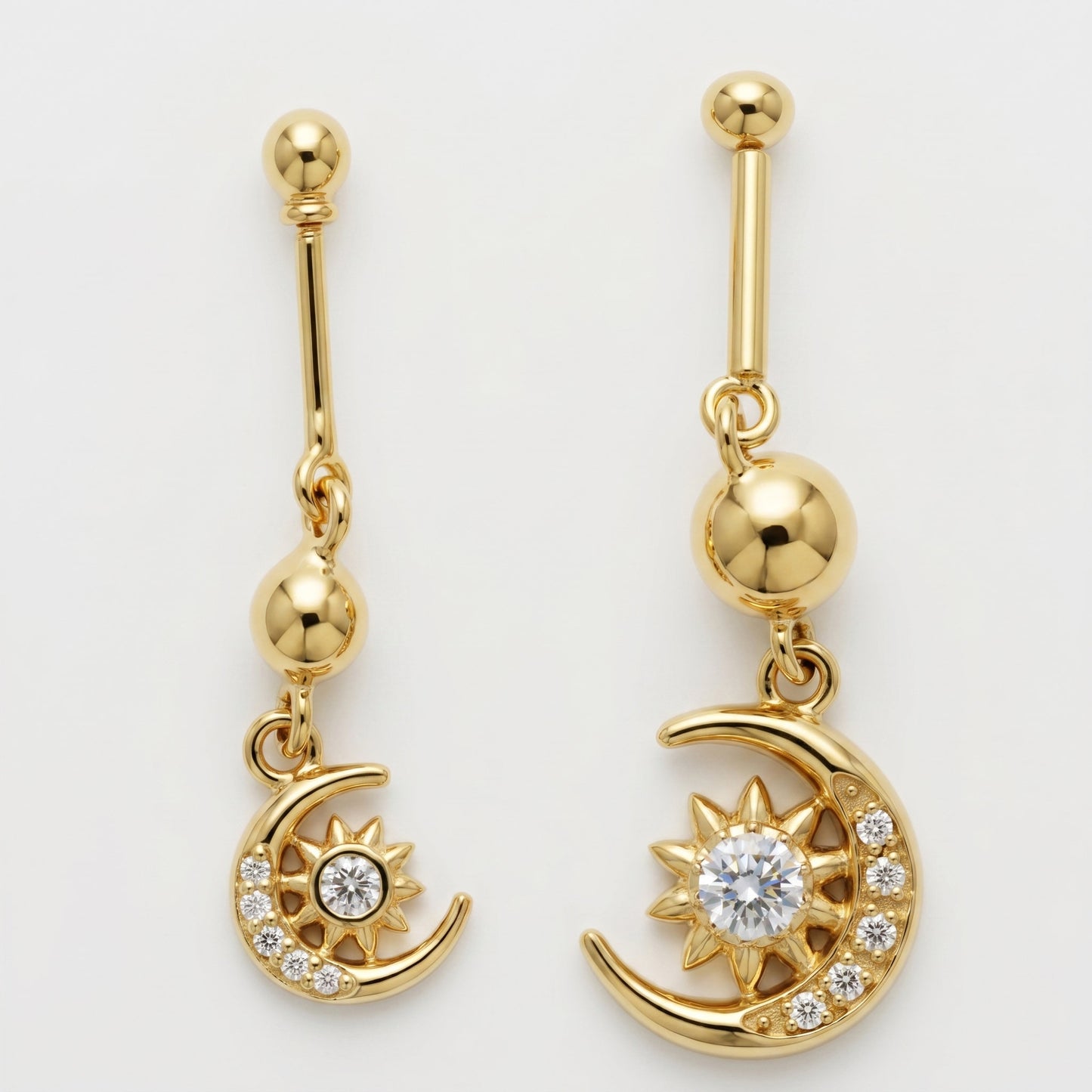 Silver Bugadi Earth Moon Sun Hanging Diamond Design