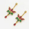 Silver Bugadi Kemp Lotus Ball Top & Drop Gold Ruby Red Emerald Green Design