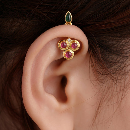 Silver Bugadi Killi Kanni Tear Top Ruby Red Design