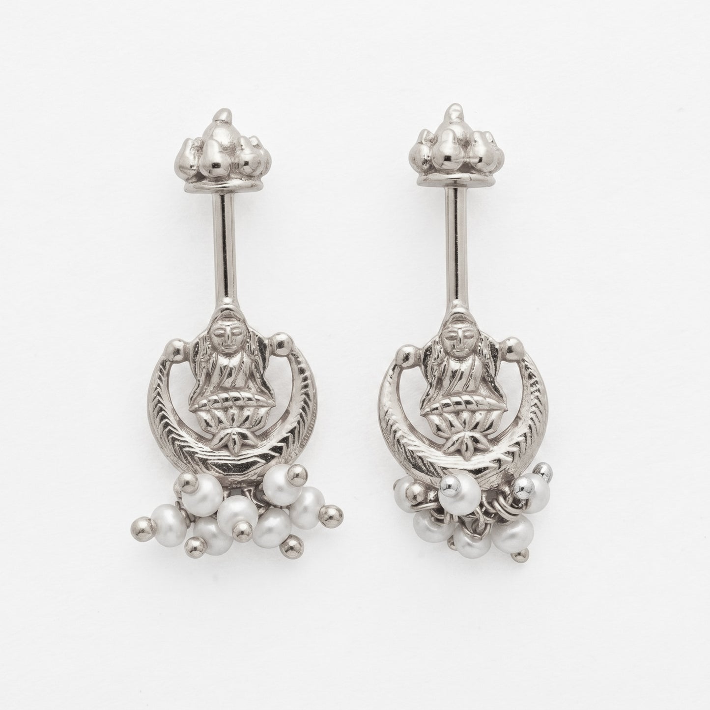 Silver Bugadi Charu Lakshmi Pearl Haning Kalash3 Top Design