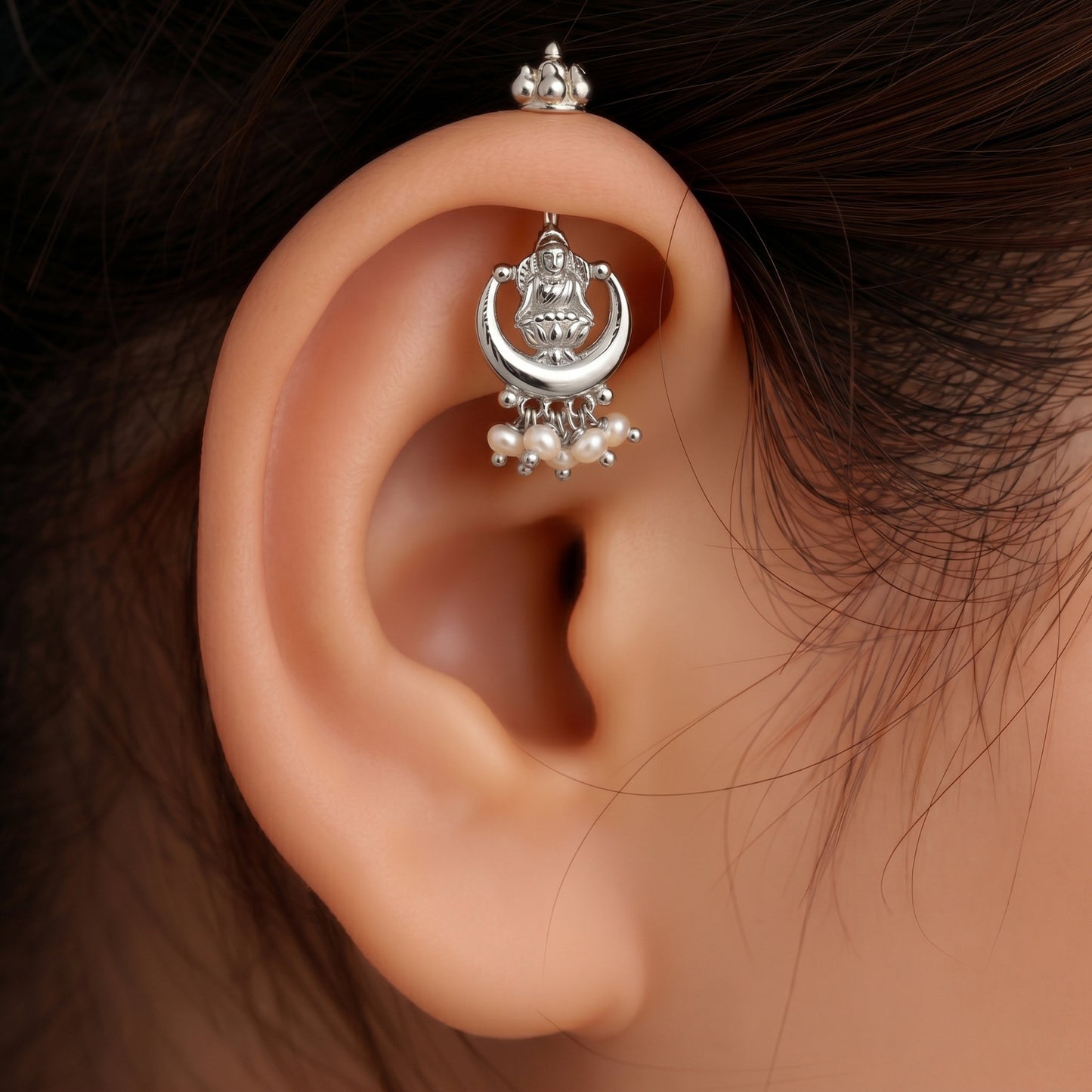 Silver Bugadi Charu Lakshmi Pearl Haning Kalash3 Top Design