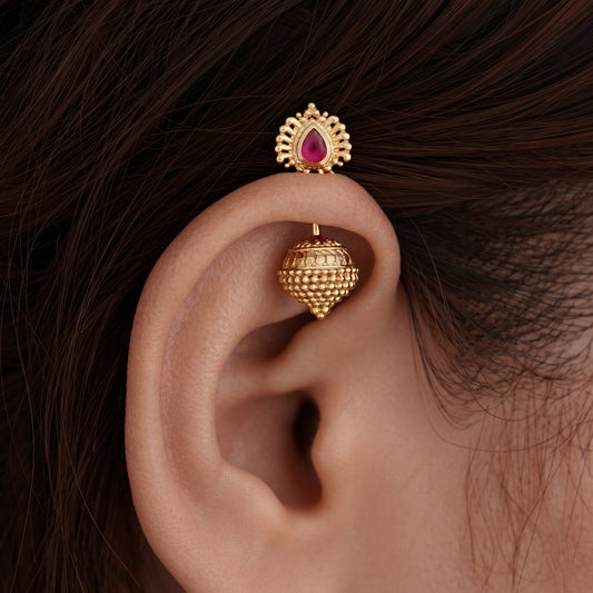 Silver Bugadi Pallavi Ruby Red Design