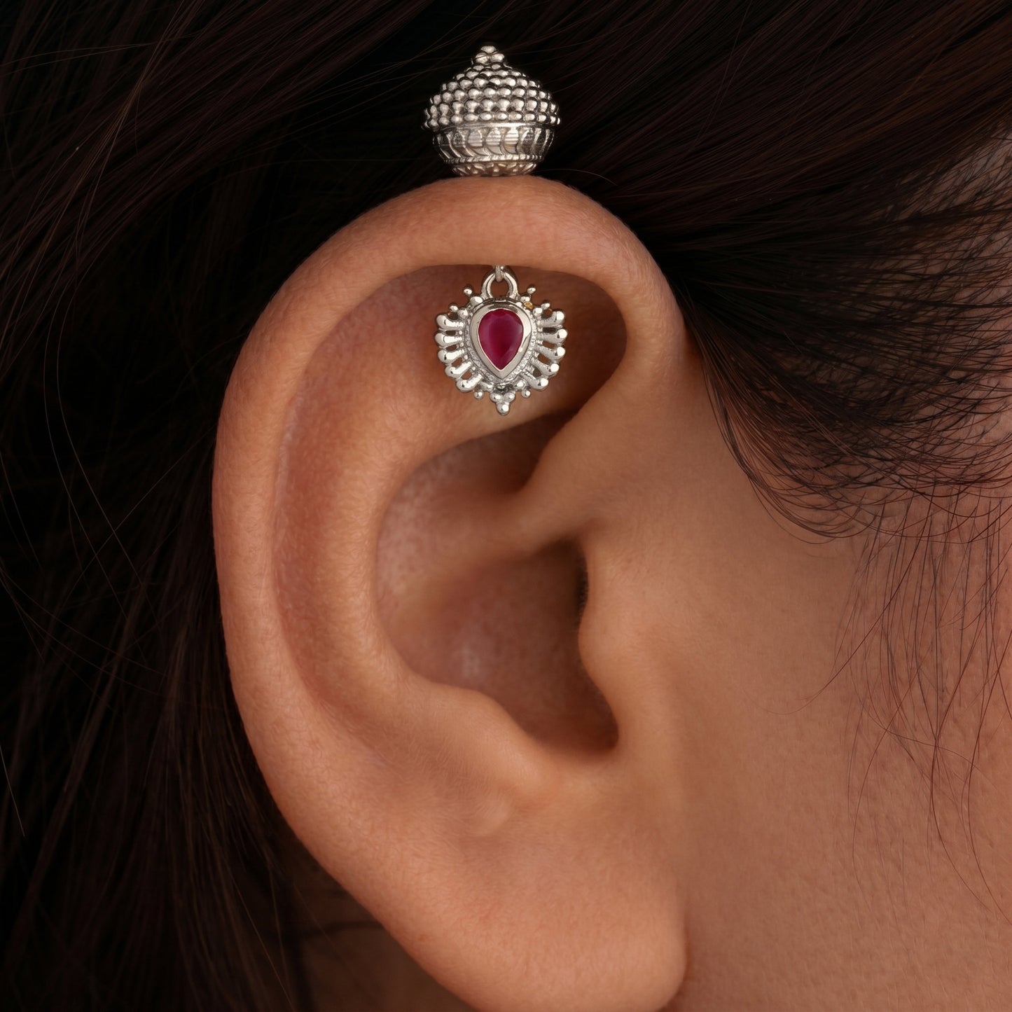 Silver Bugadi Pallavi Ruby Red Design