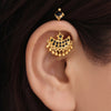 Silver Bugadi Star Moon Stone & Drop Stone Ball Bead Top Gold Design