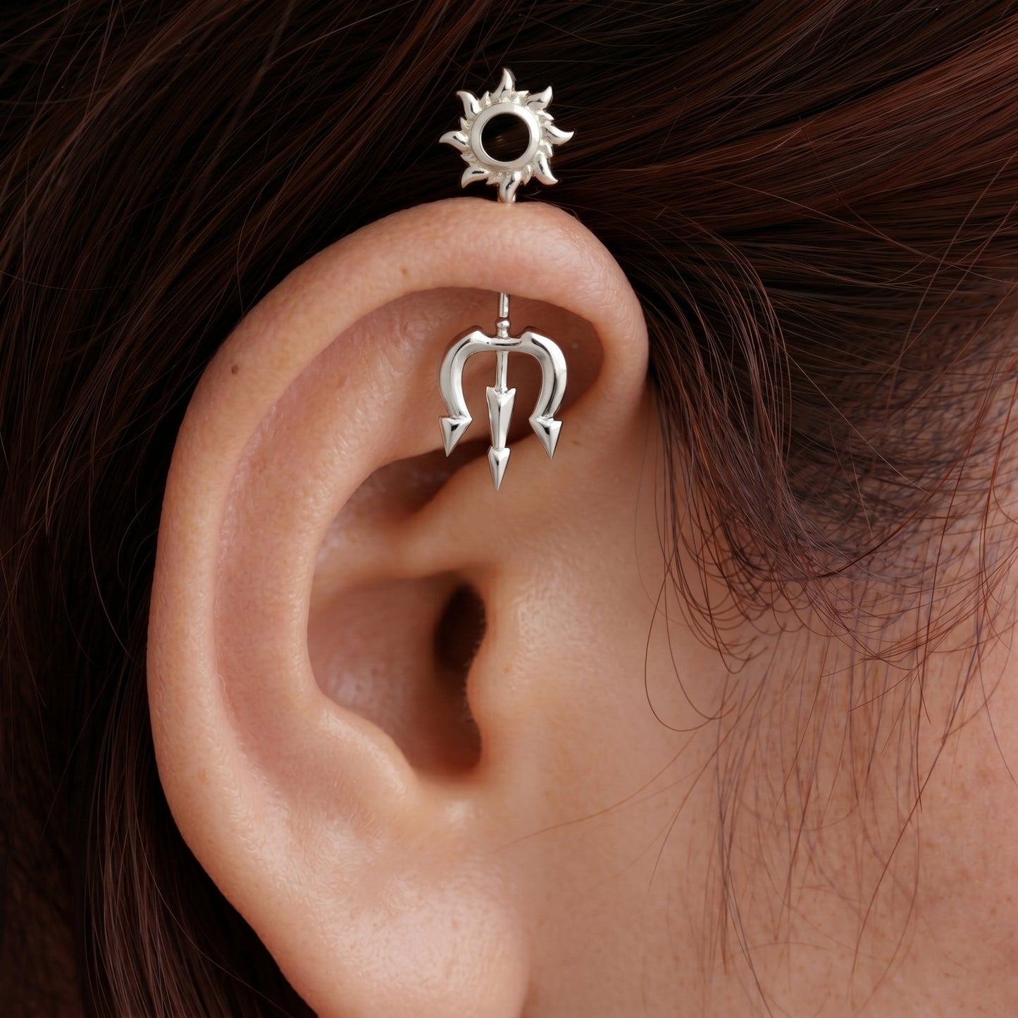 Silver Bugadi Trishul Surya Hollow Top Design