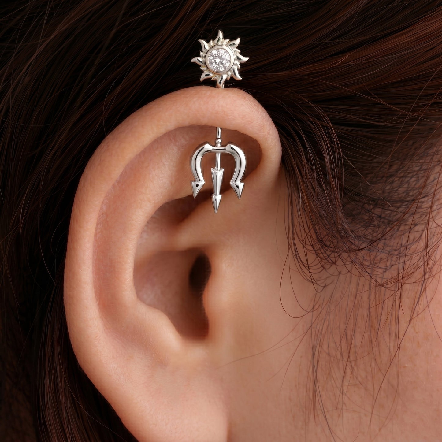 Silver Bugadi Trishul Surya Top Design