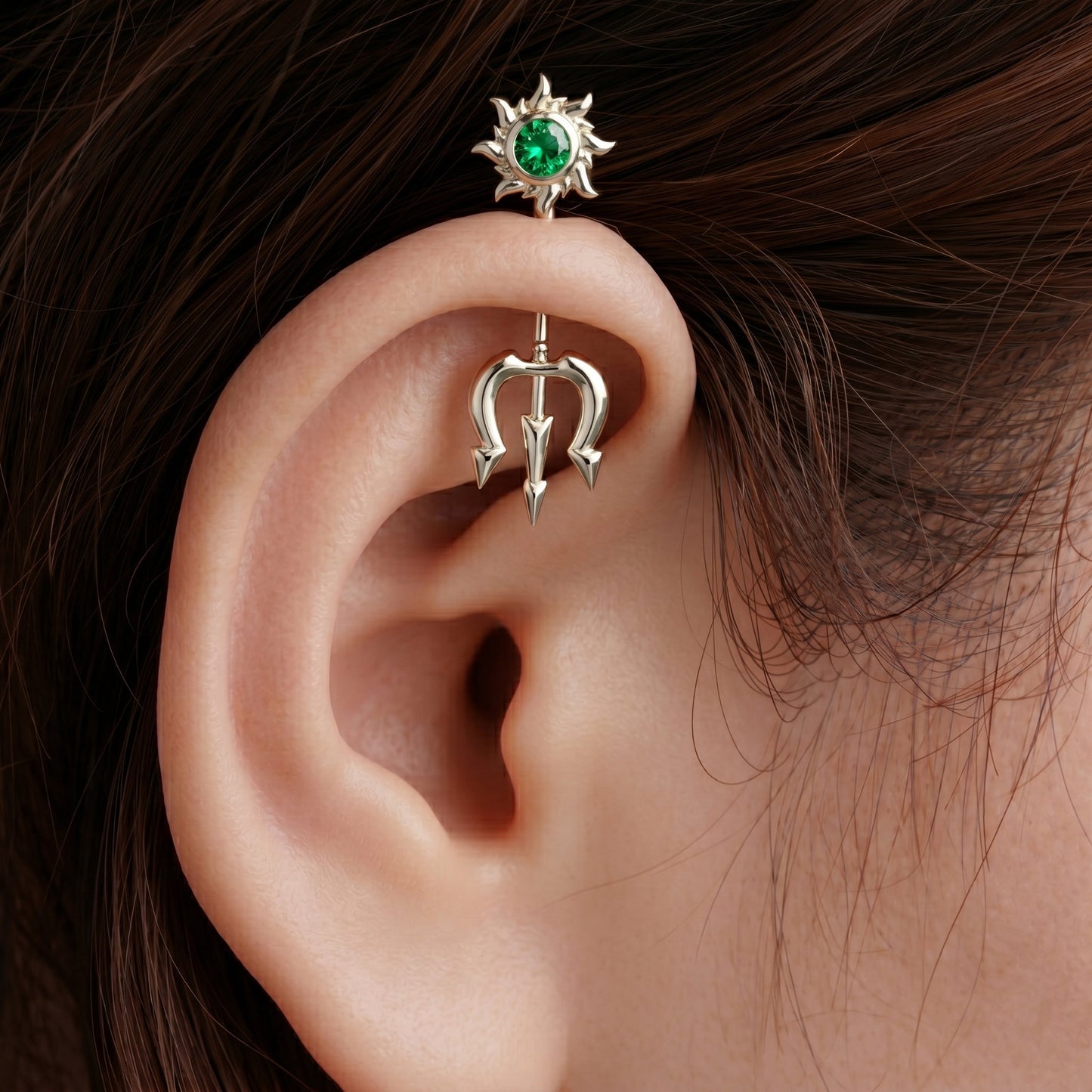 Silver Bugadi Trishul Surya Top Design